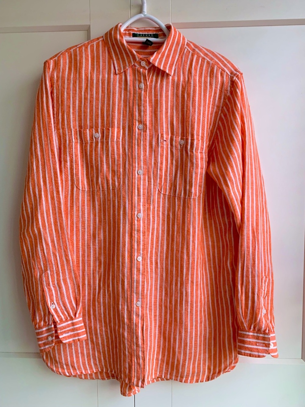 Lauren Ralph Lauren 100% linen Long Sleeve Button Down Shirt Women's size M